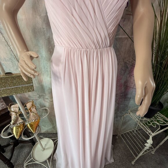 📌Blushing Pink Beaded Straps Pleated Chiffon A-Line Bridesmaid - Prom Dress - Picture 6 of 15